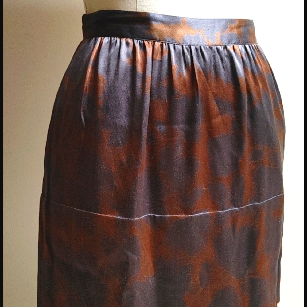 Vintage Oleg Cassini Silk Tiered Skirt XS